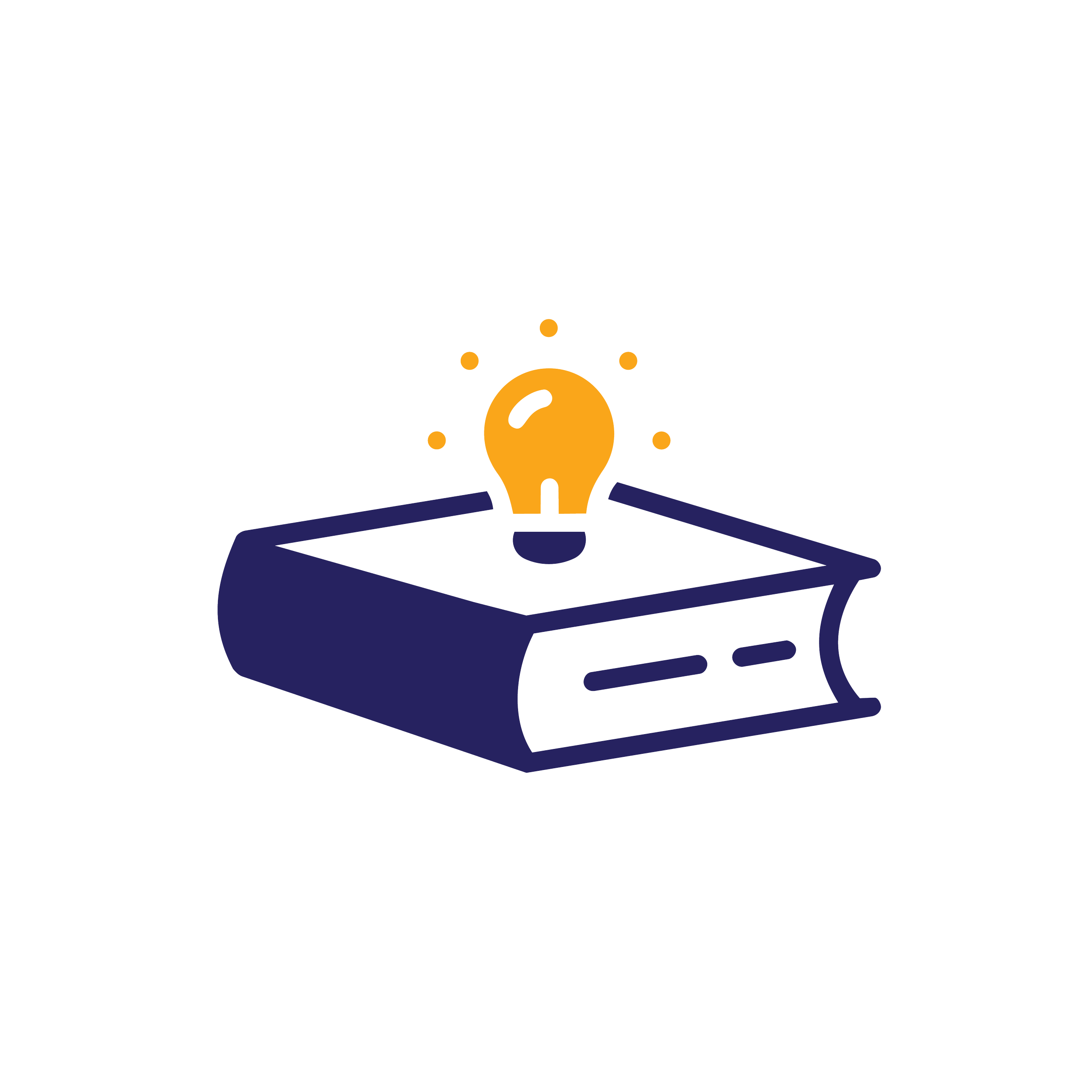 A closed book with a light bulb above it, representing ideas or knowledge.