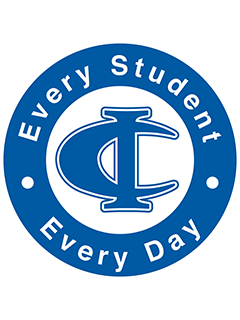 Circle emblem with blue background and white border, featuring a stylized letter 'T' and 'C' in the center, and the words 'Every Student Every Day' around the edge.