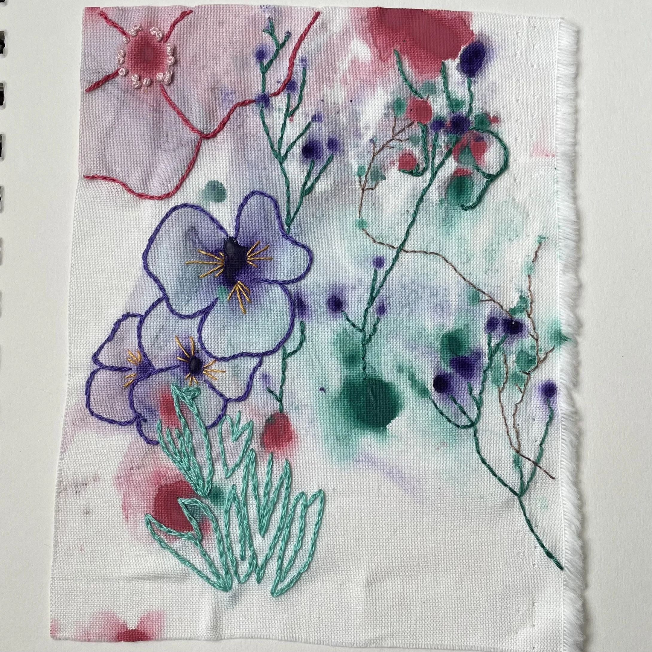 interpret the paint marks with embroidery