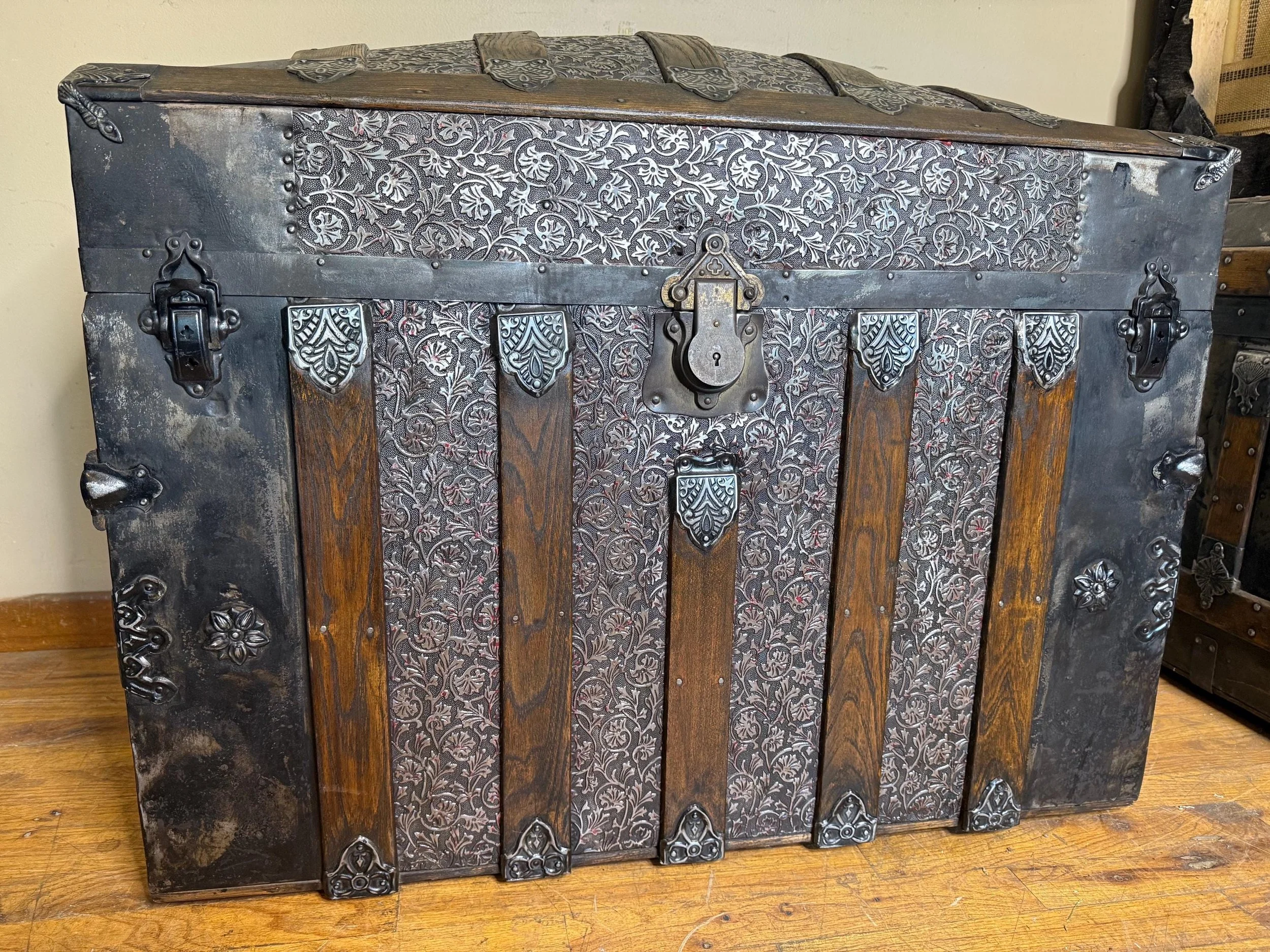 Large high-profile Saratoga style treasure chest used as a luxury statement piece.