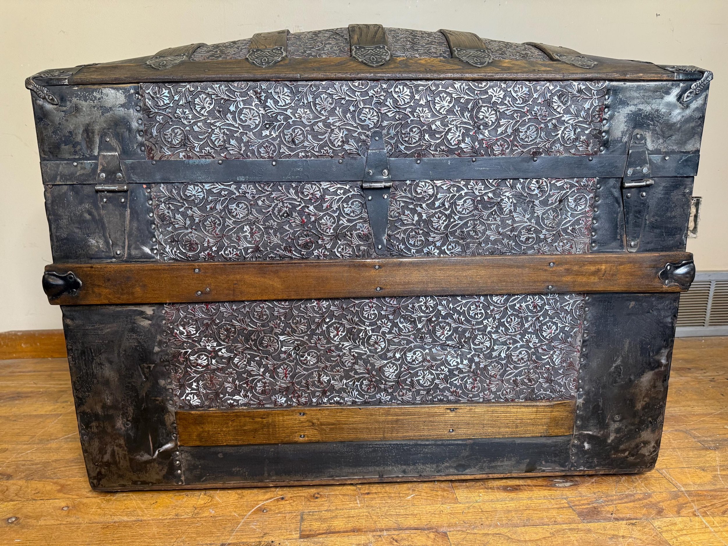 Authentic 19th-century high dome trunk curated and revitalized by Angelina Nikon.