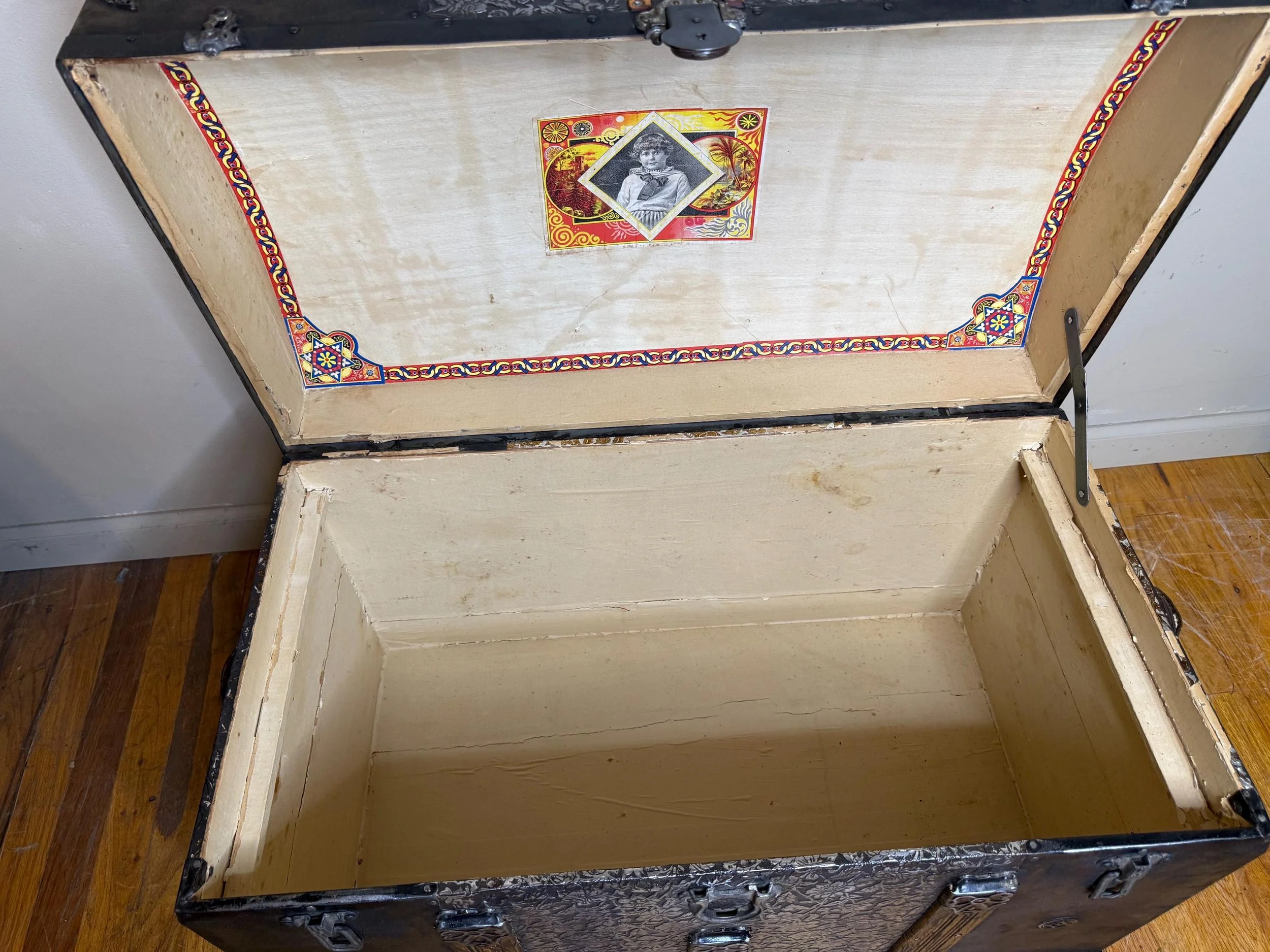 Inside view of an original interior ready for luxury linen storage.