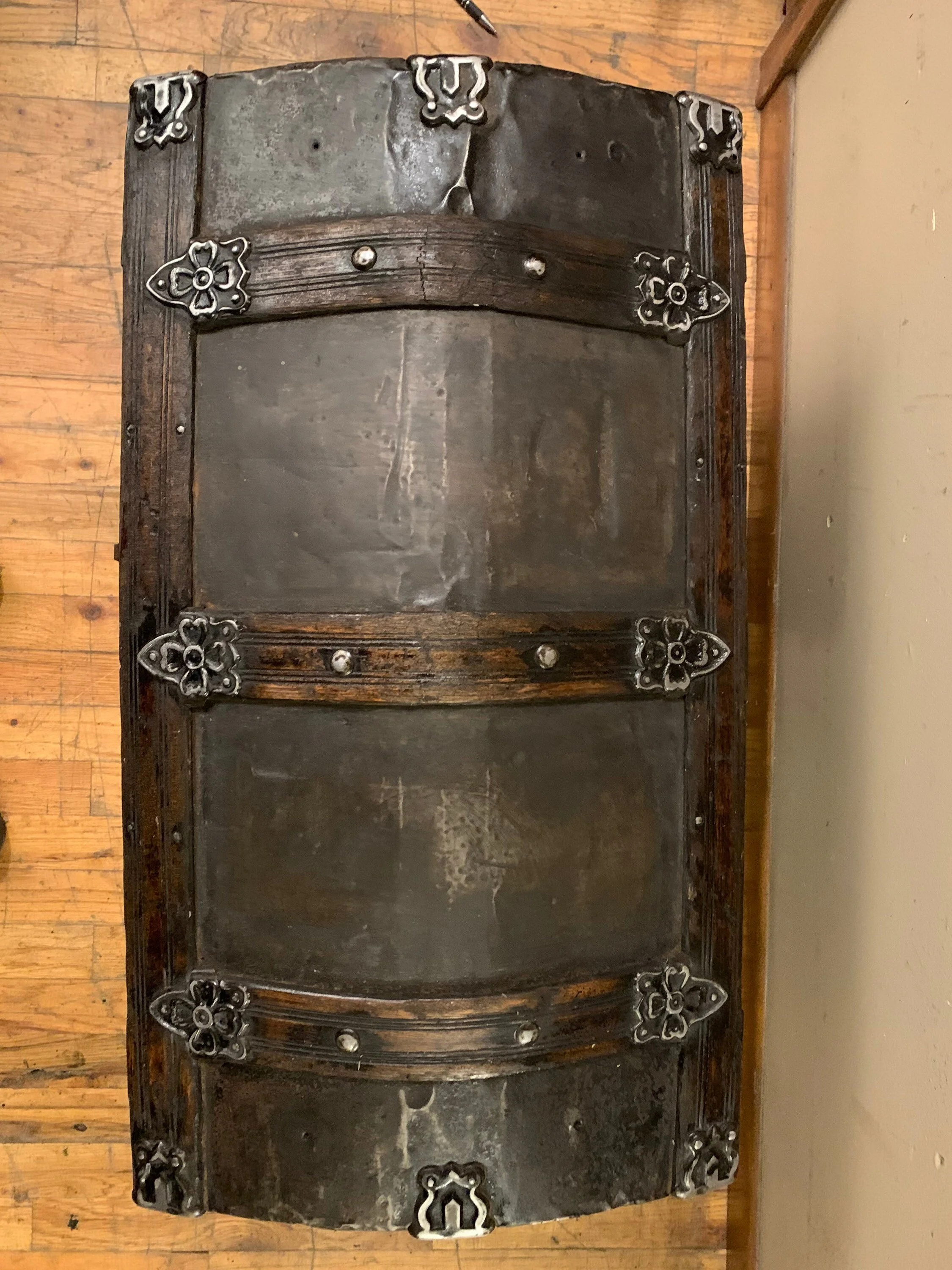 Victorian dome top storage trunk with aged original character