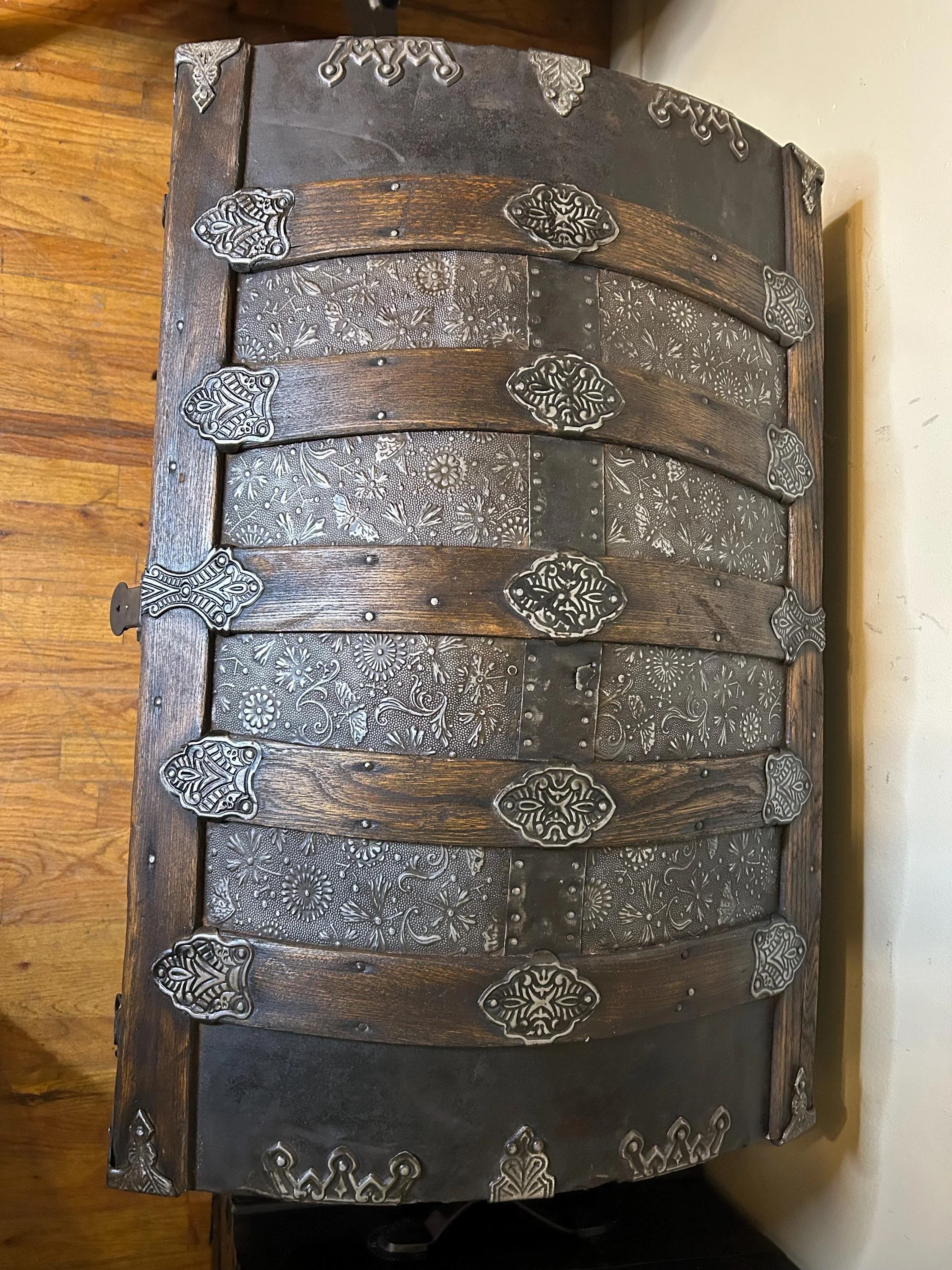 A Victorian floral treasure chest statement piece styled for high-end home decor.