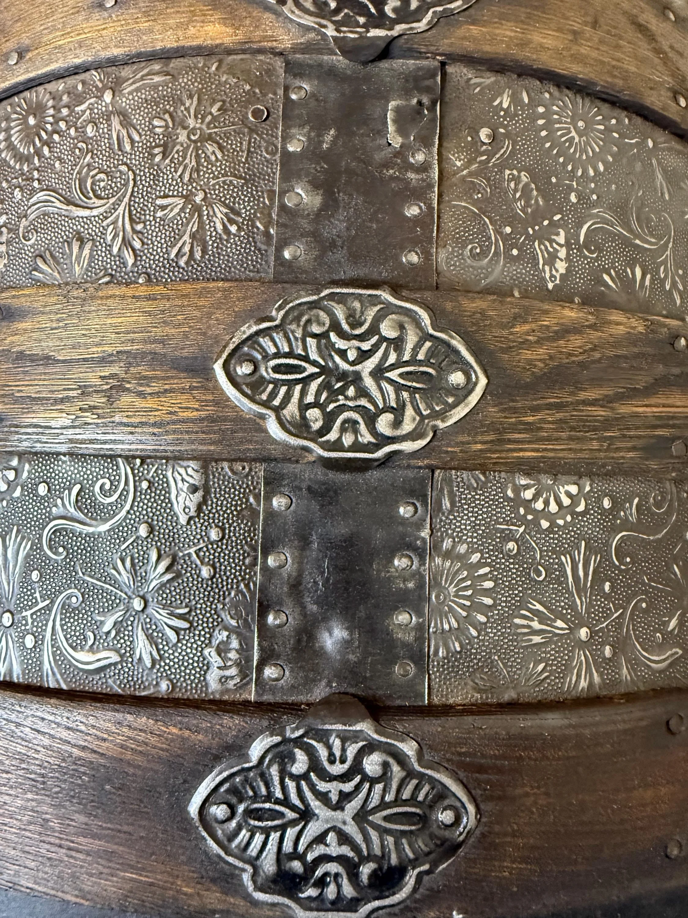 Professionally restored 1800s trunk featuring the signature Angelina Nikon floral finish.