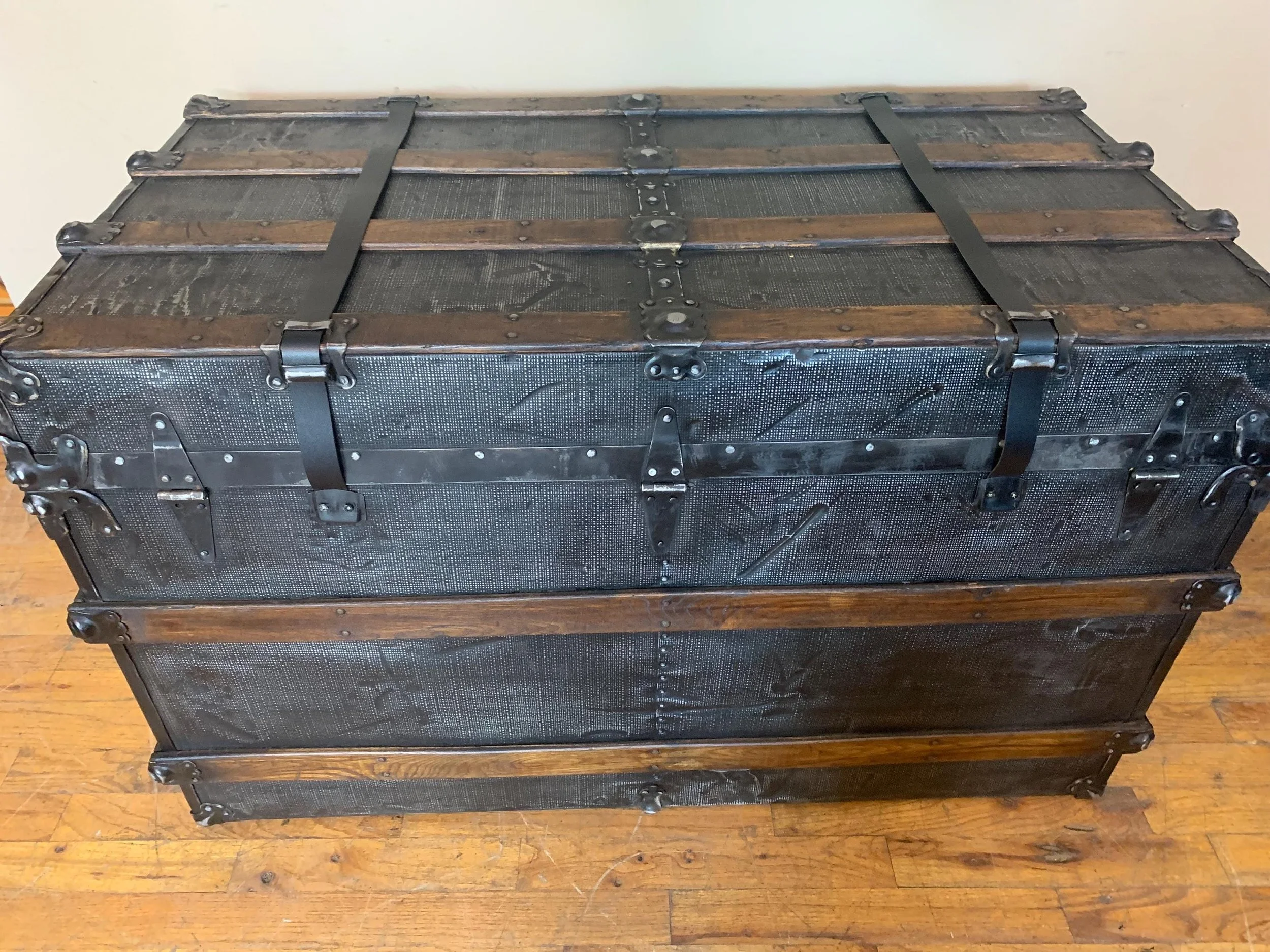Extra-large vintage blanket chest used for luxury bedroom storage and decor