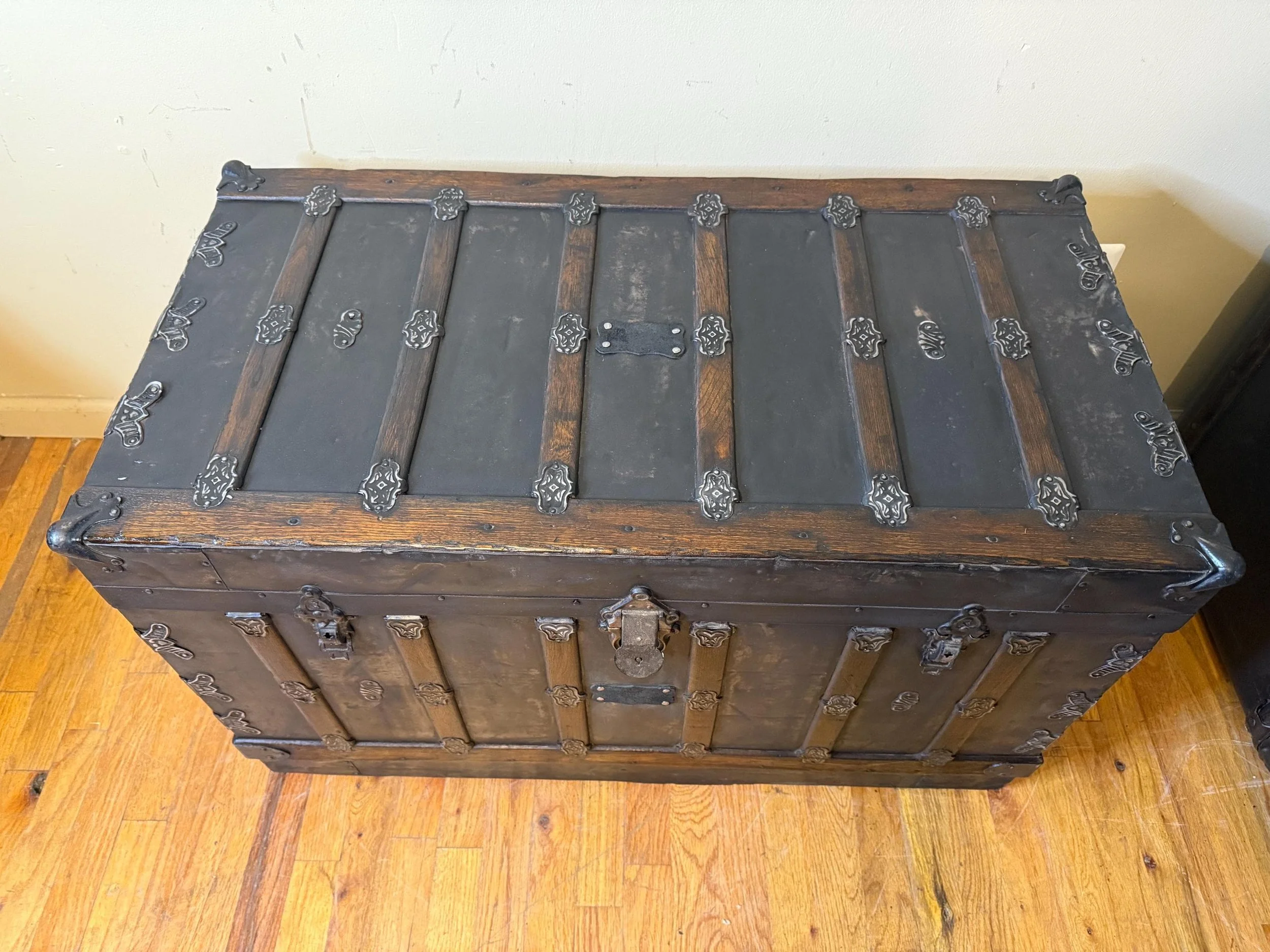 Authentic extra-large heritage trunk curated and restored by Angelina Nikon.