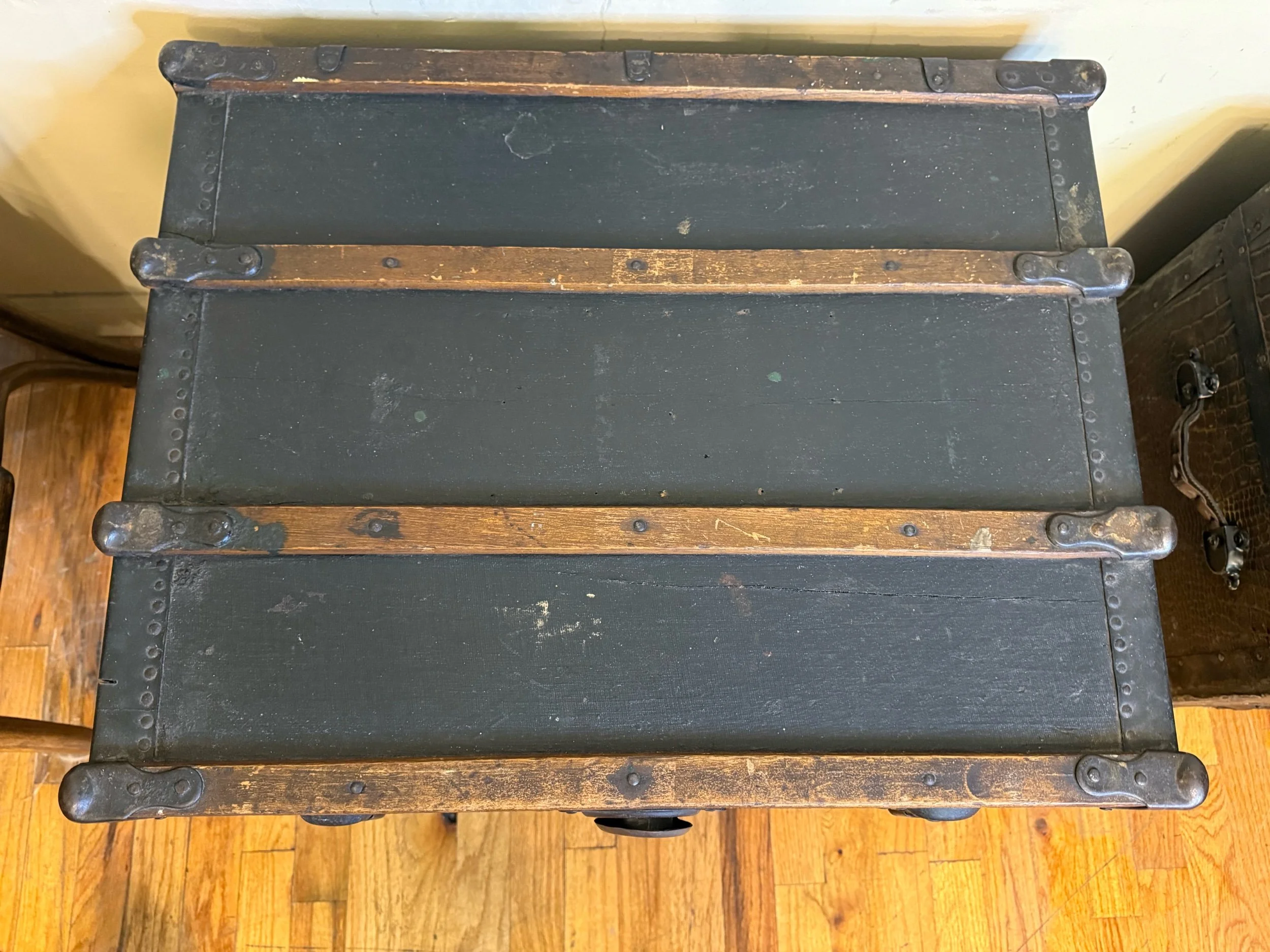 Vintage storage chest and antique coffee table trunk