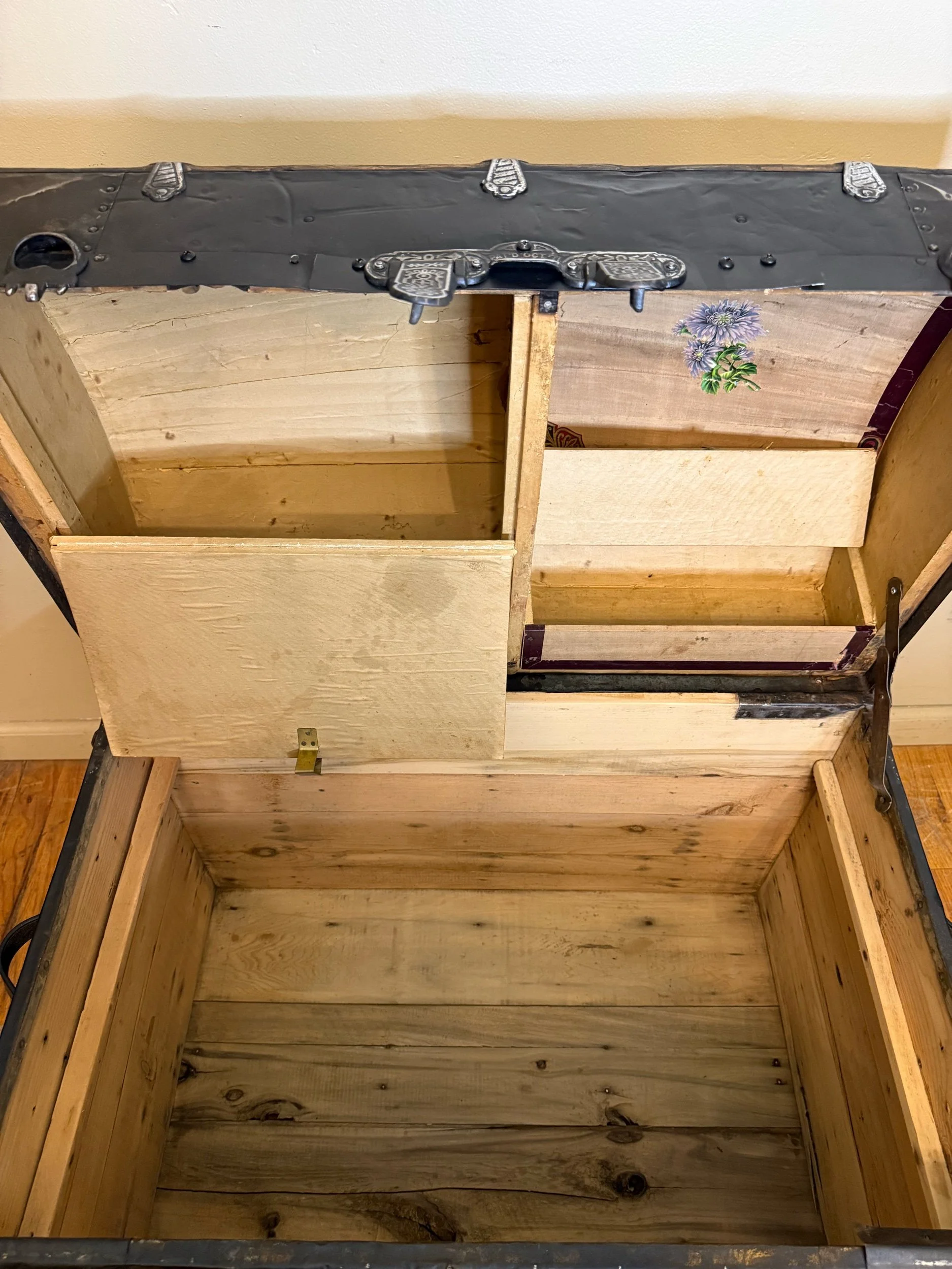 Victorian dome top trunk with restored smooth tin finish