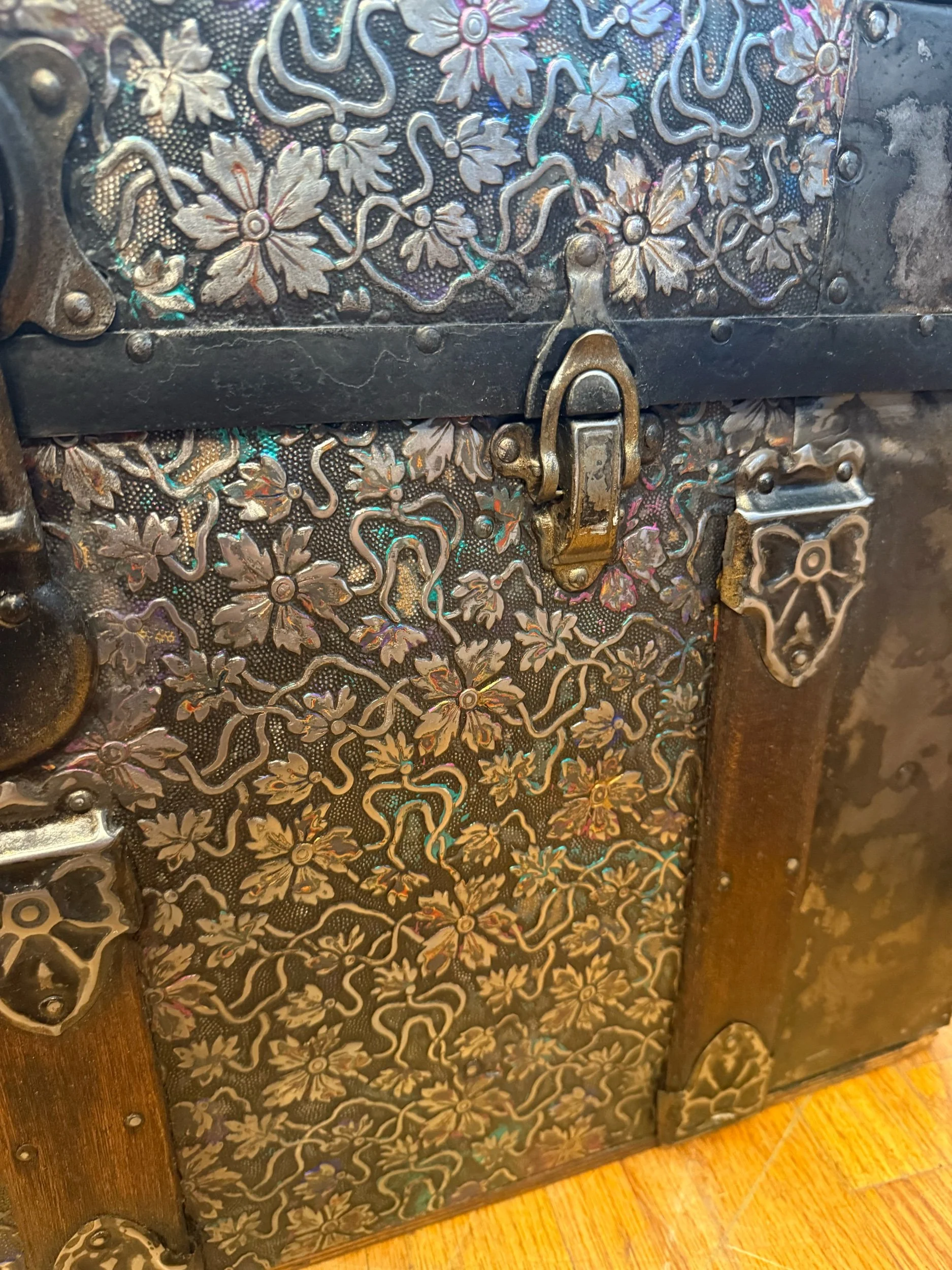 Antique heirloom storage chest professionally restored by Angelina Nikon