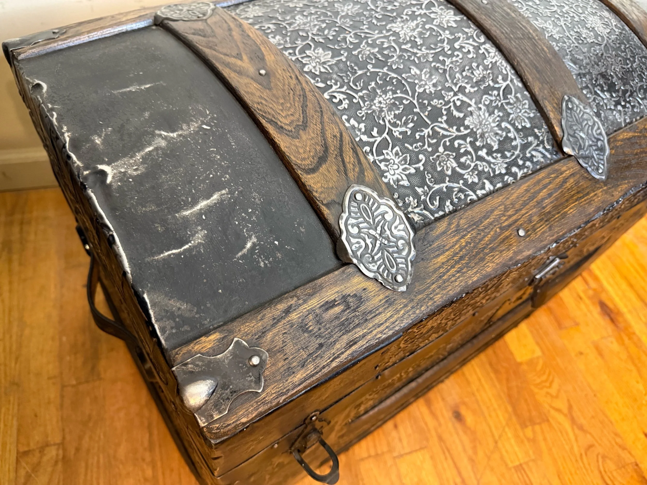 Refinished Victorian dome top steamer trunk