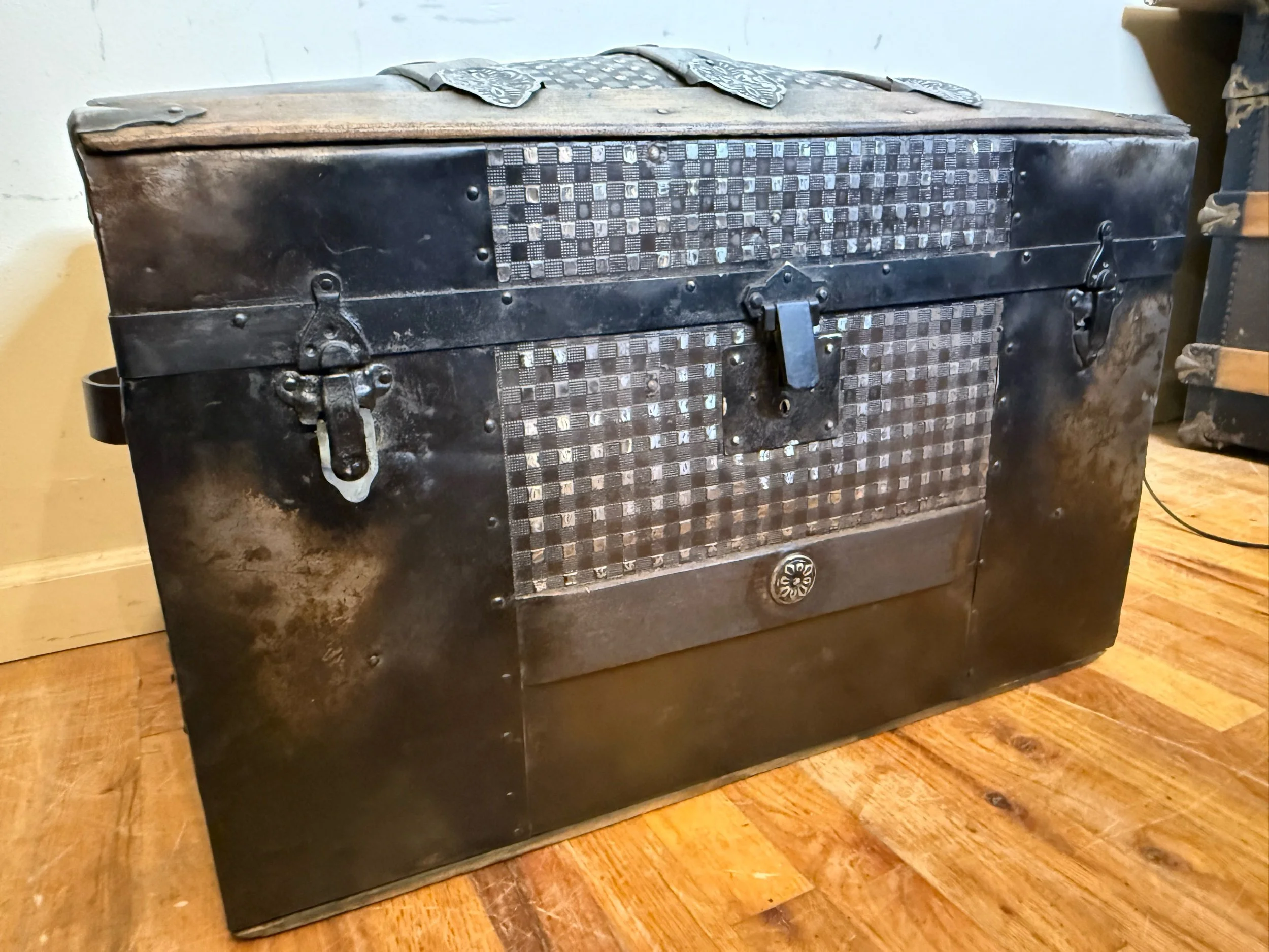 Small Victorian antique trunk for blanket and keepsake storage