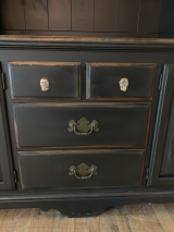 Black buffet with contrasting walnut stained top