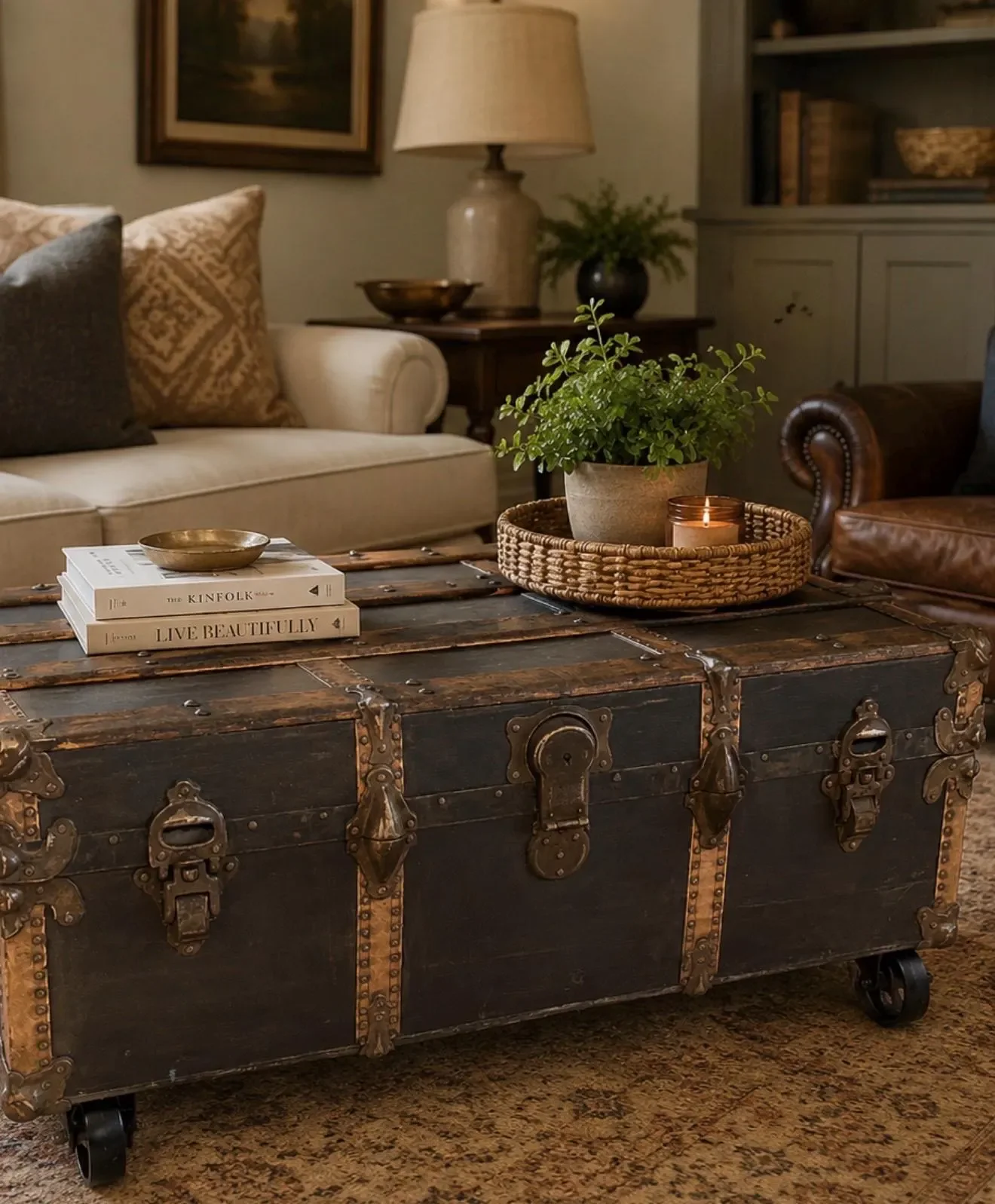 Antique Steamer Trunk Coffee Table – Restored Vintage Chest