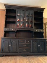 Two-piece vintage Ethan Allen hutch separated