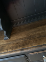 Solid maple wood grain detail on hutch