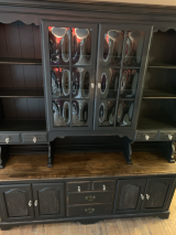 Large farmhouse style black display cabinet