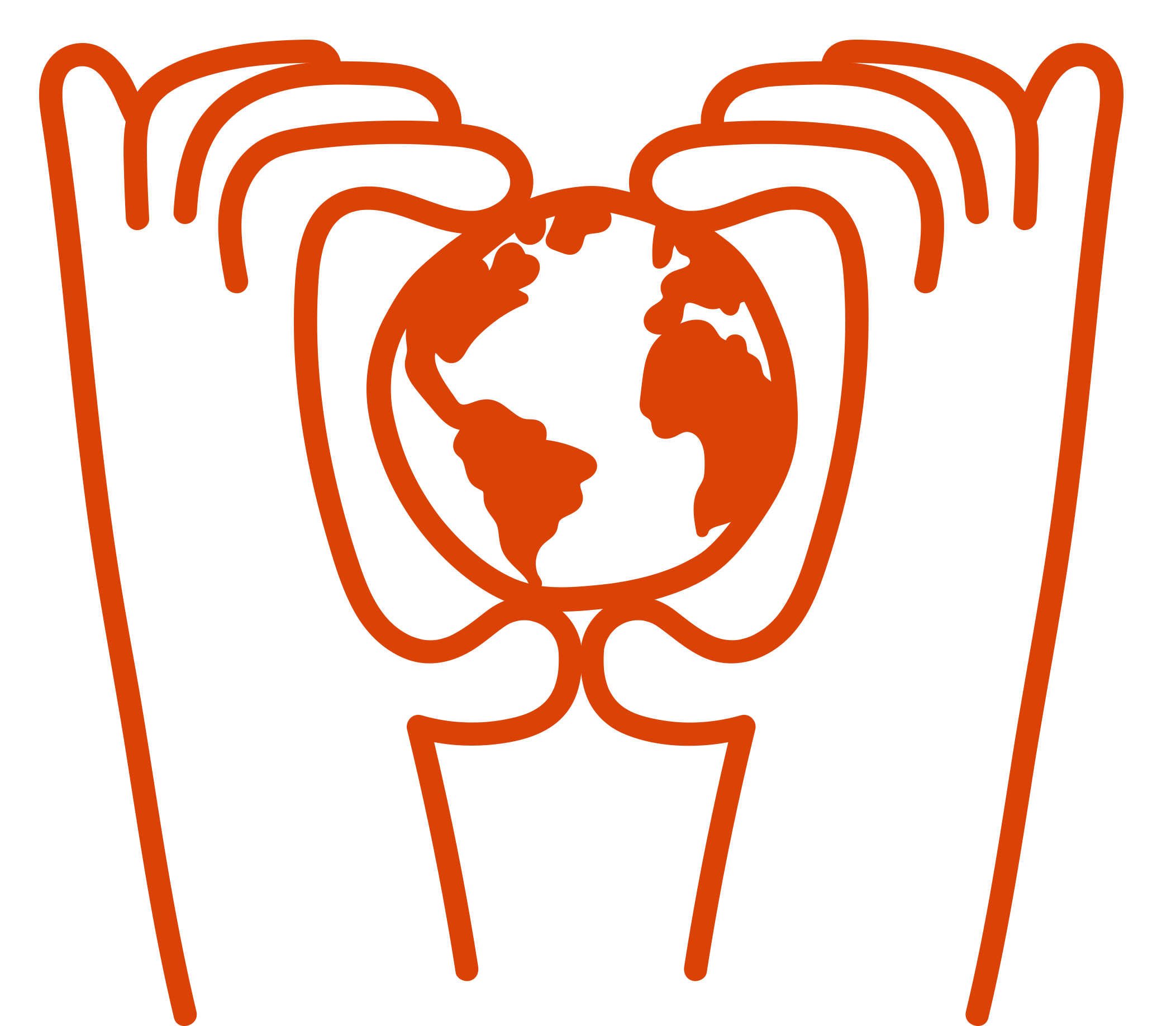 Outline drawing of a hand holding the globe of Earth, representing environmental activism and global awareness.