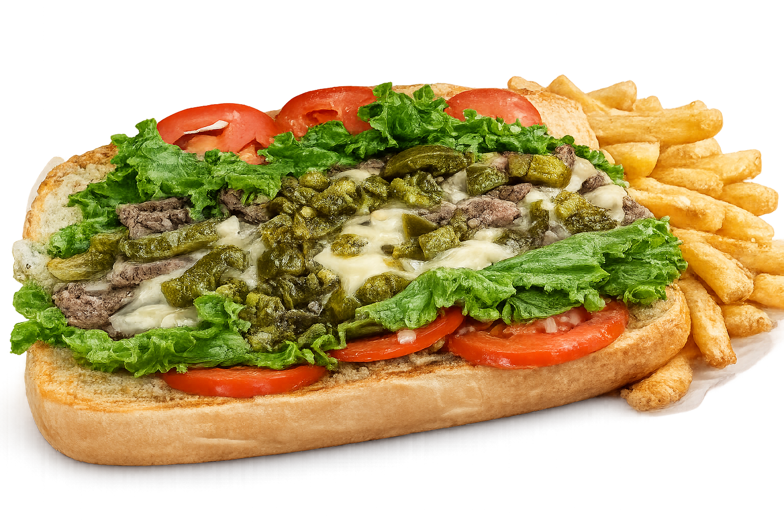 Philly Cheese Steak Hoagie with French Fries