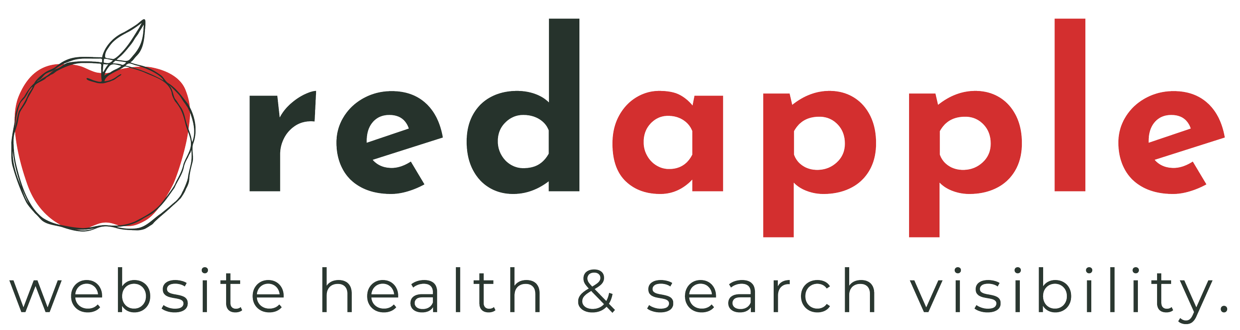 Red Apple logo with the word 'redapple' and the tagline 'website health & search visibility'.