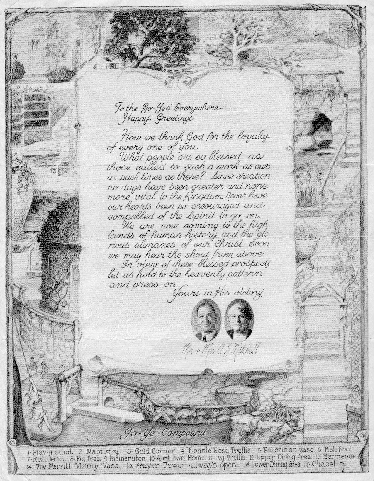 Andrew's map of the Mitchell family compound /Go-Ye Fellowship garden in Los Angeles. Click on the link below to download this beautifully drawn map from 1943.
