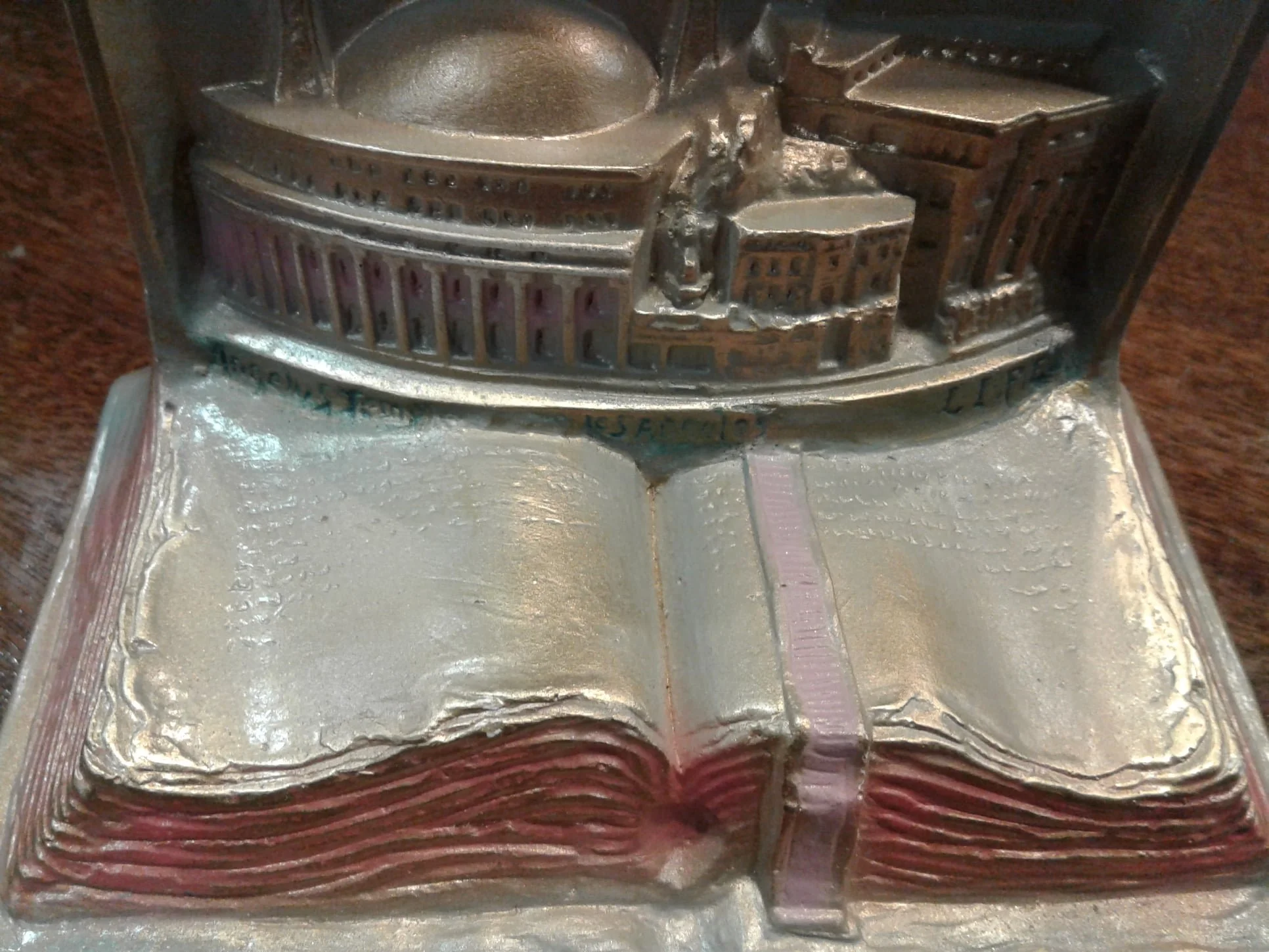 Angelus Temple resting on an open Bible - 1947