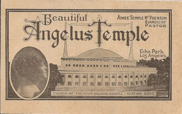 Marketing card for Angelus Temple, 1920s