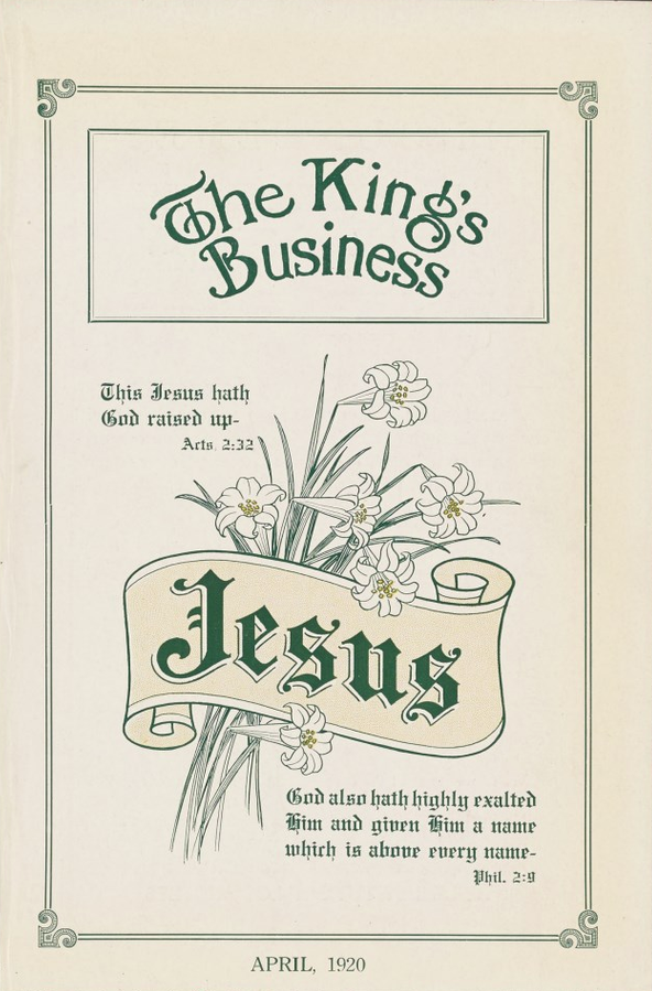 The King's Business cover by A.E. Mitchell, 1920