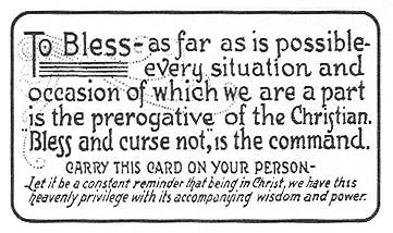 A.E. Mitchell's "Bless" card back Side 2 of 2