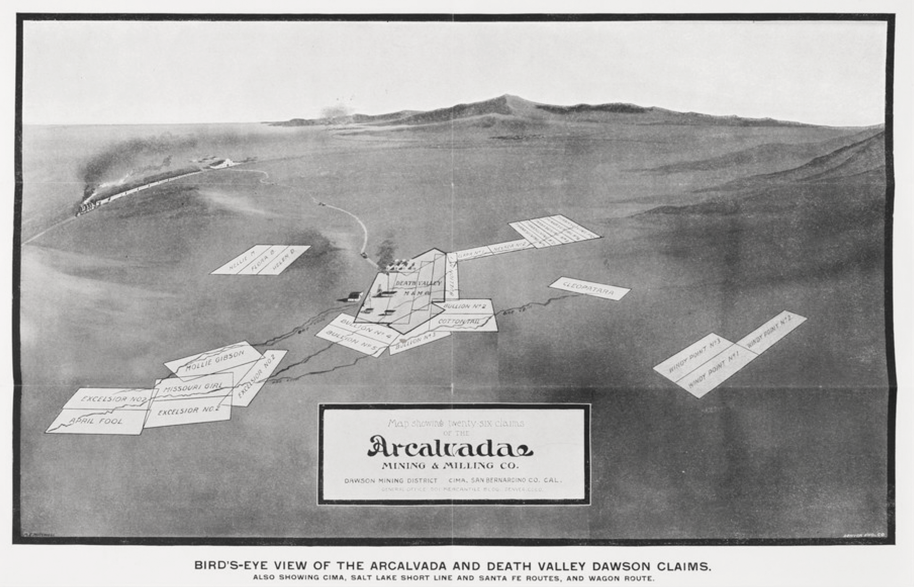 Cima Mining Claims Maps - created for the company in Denver in the early 1900s. Click on the image and it will take you to the rare maps site where this is listed. 