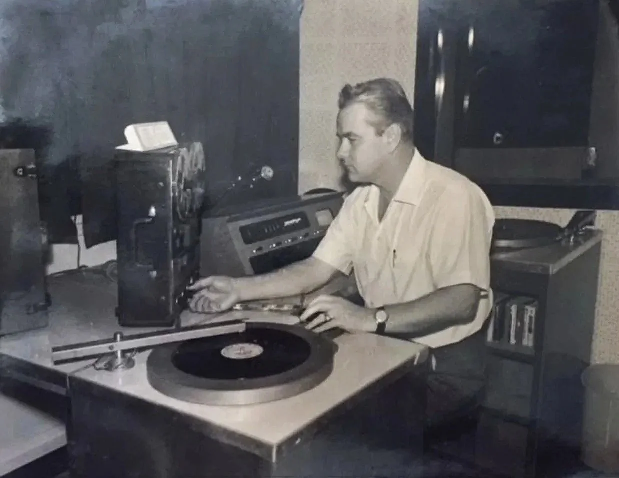 Kaare Wilhelmsen with FEBC (Far East Broadcasting Company) in Manila, The Philippines, in 1963. He received the news about Pres. Kennedy being shot while with the FEBC. 