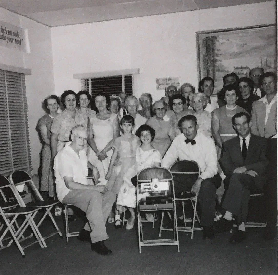 Go-Ye Fellowship class in the chapel in the Go-Ye/Mitchell family compound, 1955