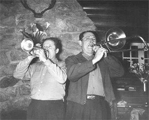 Andrew and Sadie's sons Hubert and Bryant at a family reunion, 1957