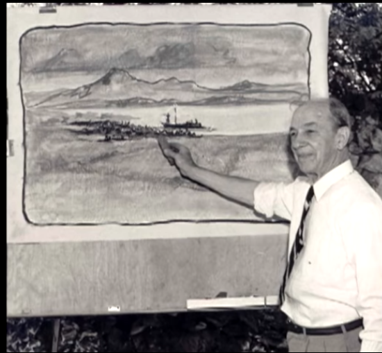 Andrew teaching from a chalk drawing