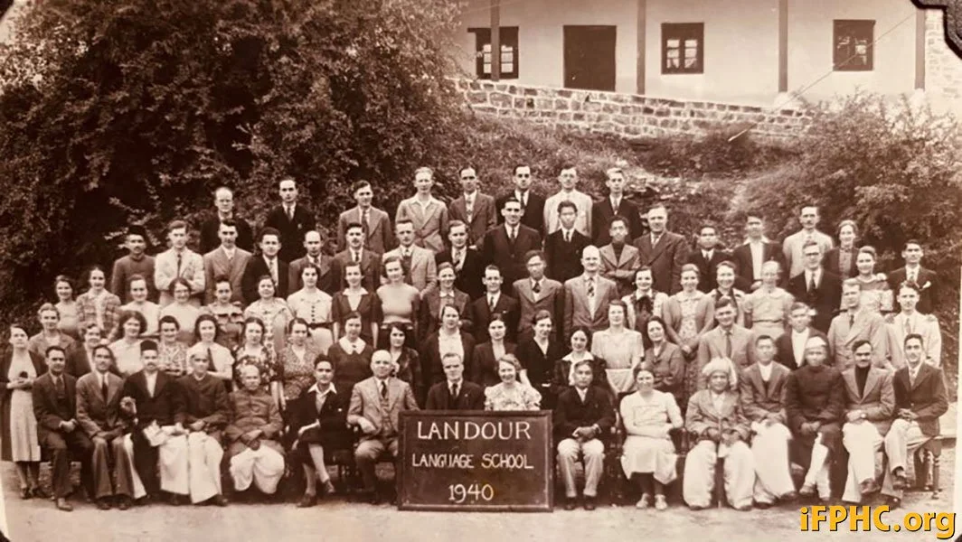 Andrew and Sadie's daughter Jean Mitchell, 2nd row, 5th from left, and Rachel Edvardsen front row, 6th from right, at the Landour, India language school in preparation for missionary work. Rachel later married Jean's brother, Hubert Mitchell. 