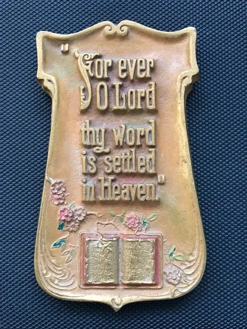 "Forever O Lord" plaque with a Bible replacing the Biola building
