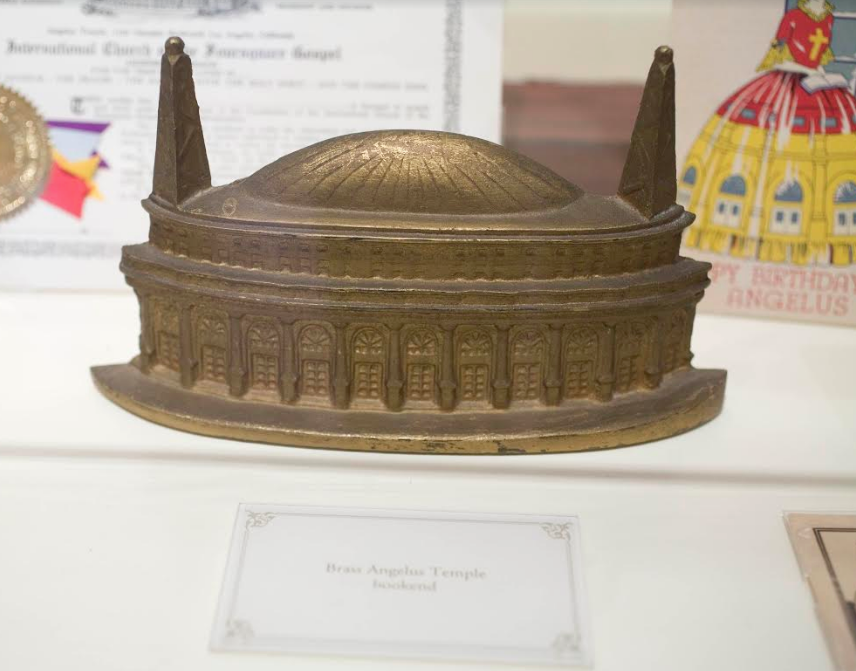 Angelus Temple brass sculpture