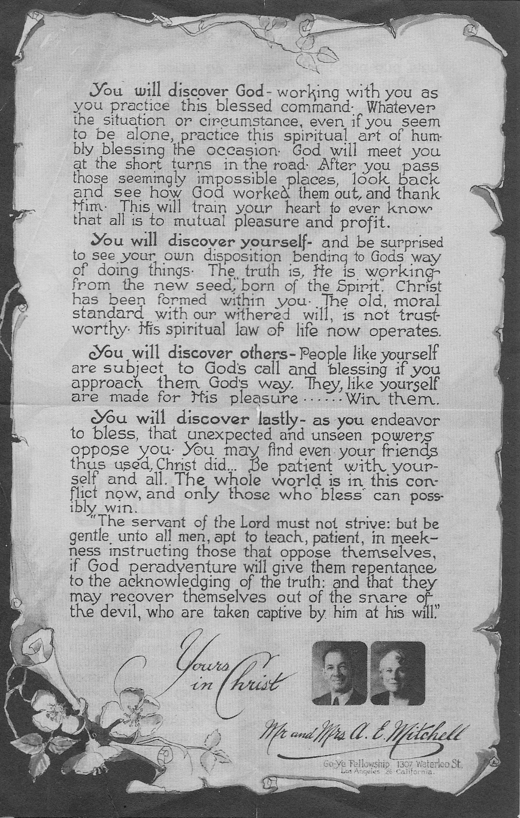 "Bless" pamphlet, inside