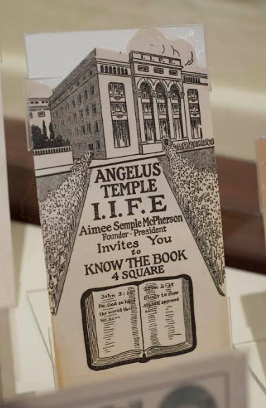 Marketing card for Angelus Temple, 1920s
