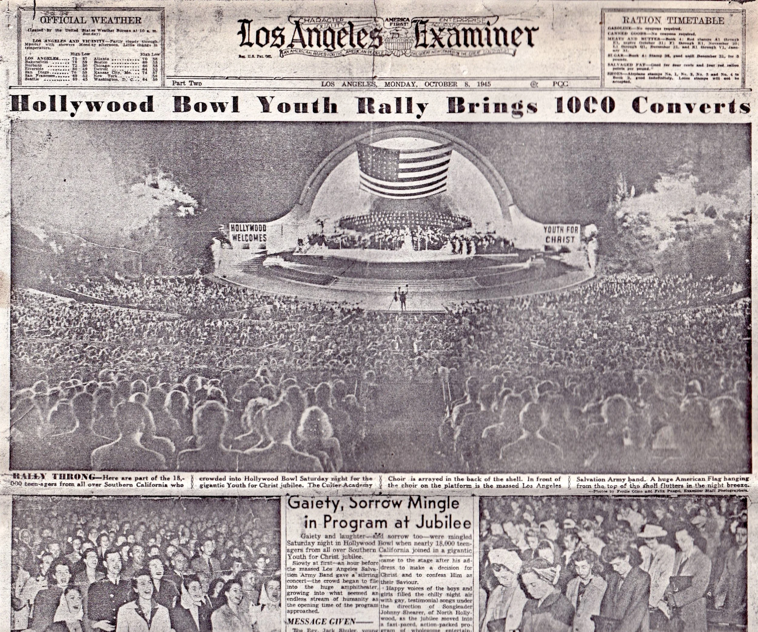 Mitchell family featured at the Hollywood Bowl, 1946 page 1 of 4 from the Los Angeles Examiner