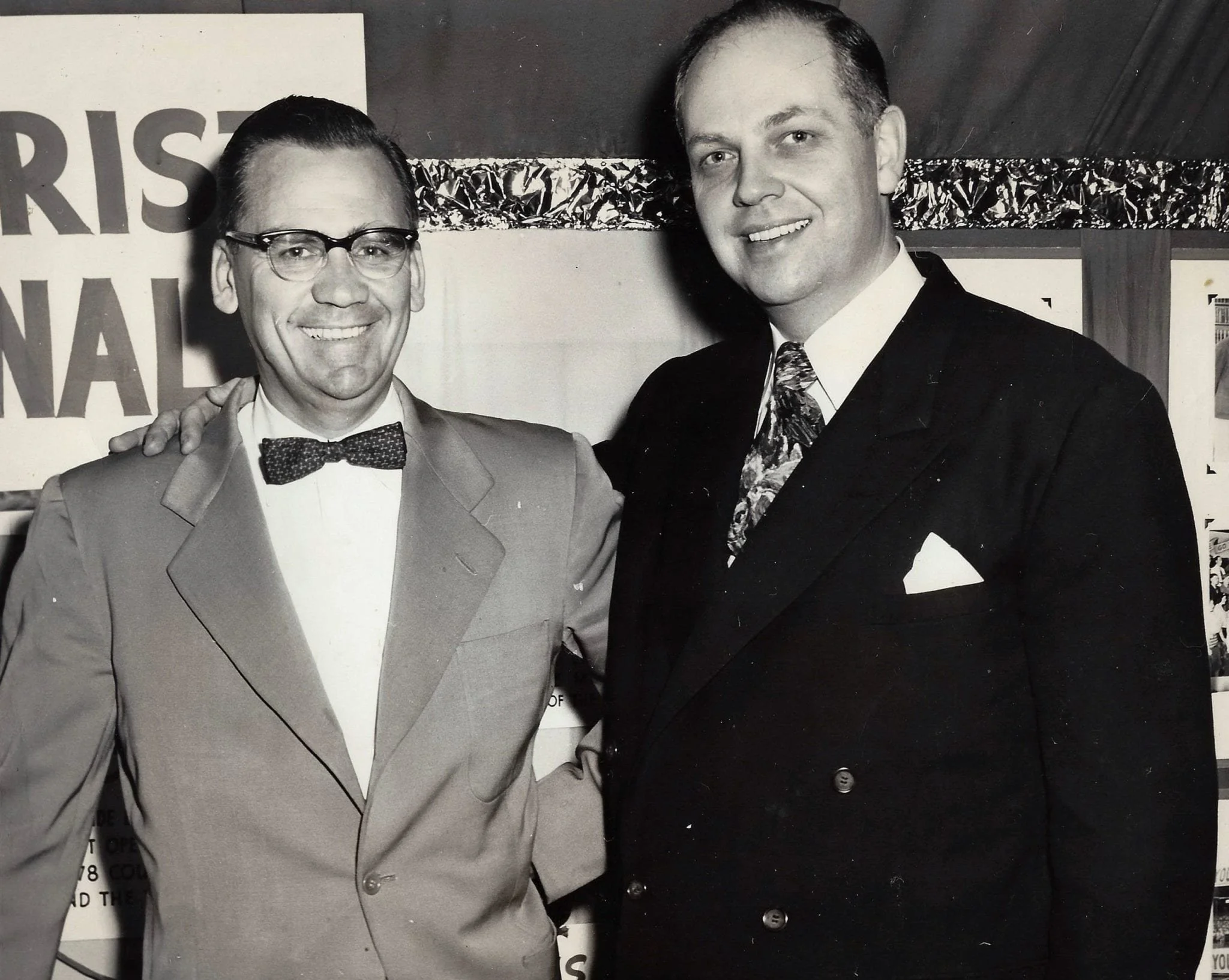 David Morken and Robert A. Cook at a Youth for Christ event. Robert Cook was a well-known radio personality, and all of his radio shows are now available with searchable transcripts at www.walkwiththeking.org. Click on the photo to go to the site. Go