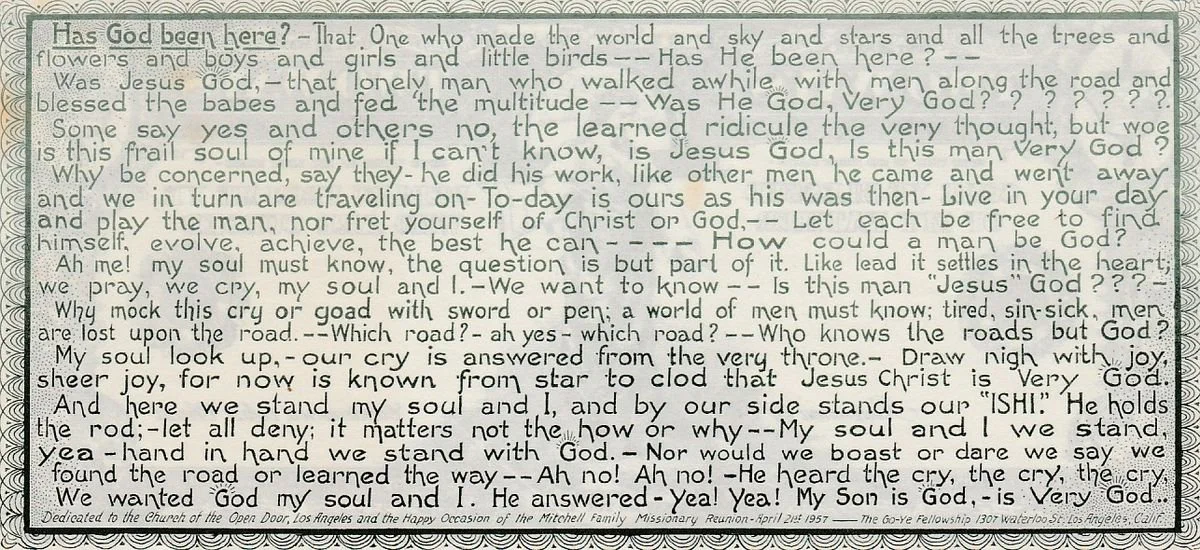 The back of A.E. Mitchell's "Two Ways" tract was changed just for the occasion. See the dedication message at the bottom of the tract. 