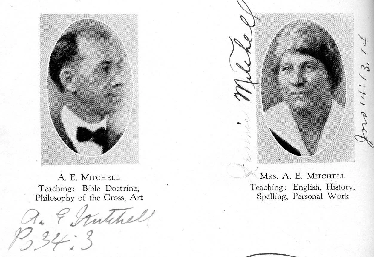 Portraits and signatures in the LIFE Bible College yearbook - Andrew and Jennie Mitchell