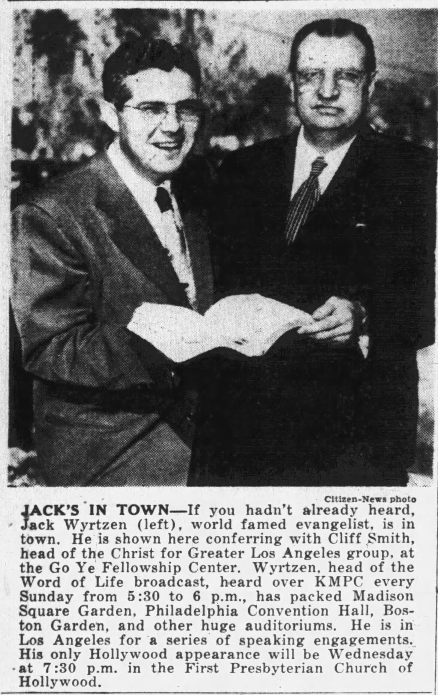 Jack Wyrtzen visits Go-Ye Fellowship in the 1940s. Read more about Jack by clicking on the photo. 