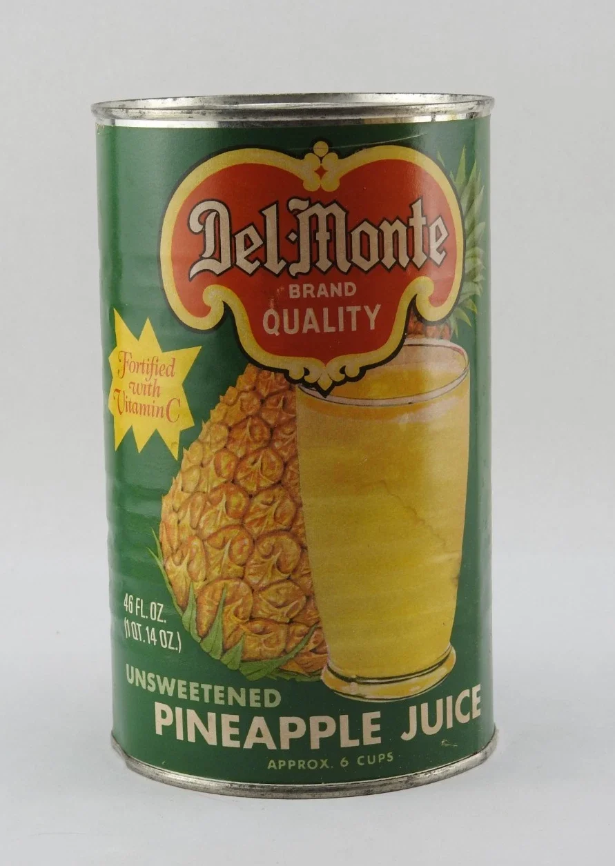 Del Monte can from the 1970s...Andrew's lettering is still intact, but the D and M have been simplified. 
