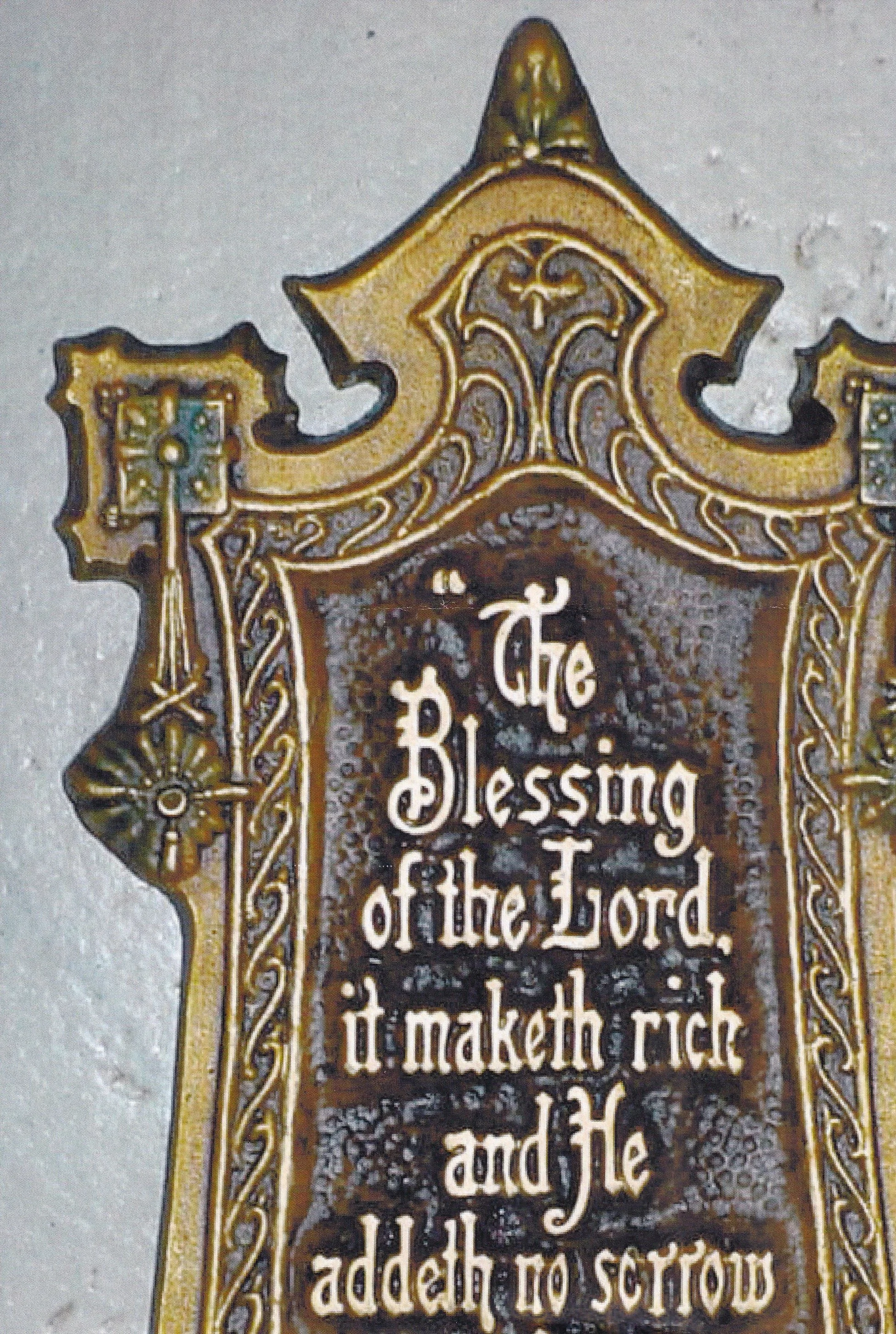 "The Blessing of the Lord..." A very rare and unusual plaque. This is a detail photo of the plaque. 