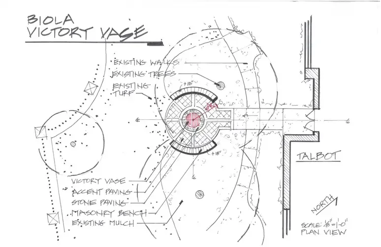 This is a drawing of the Victory Vase installation minus the benches. 
