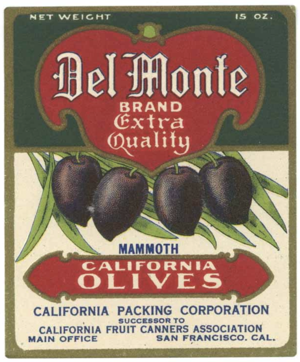 An early Del Monte label. Andrew designed the first Del Monte logo and early labels. The website thelabelman.com has a lot of these. Click on the image and it will take you to the site. 