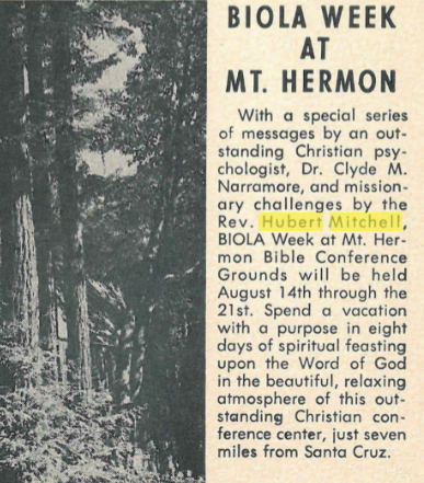 A.E. Mitchell's son Hubert Mitchell speaking at a Biola conference