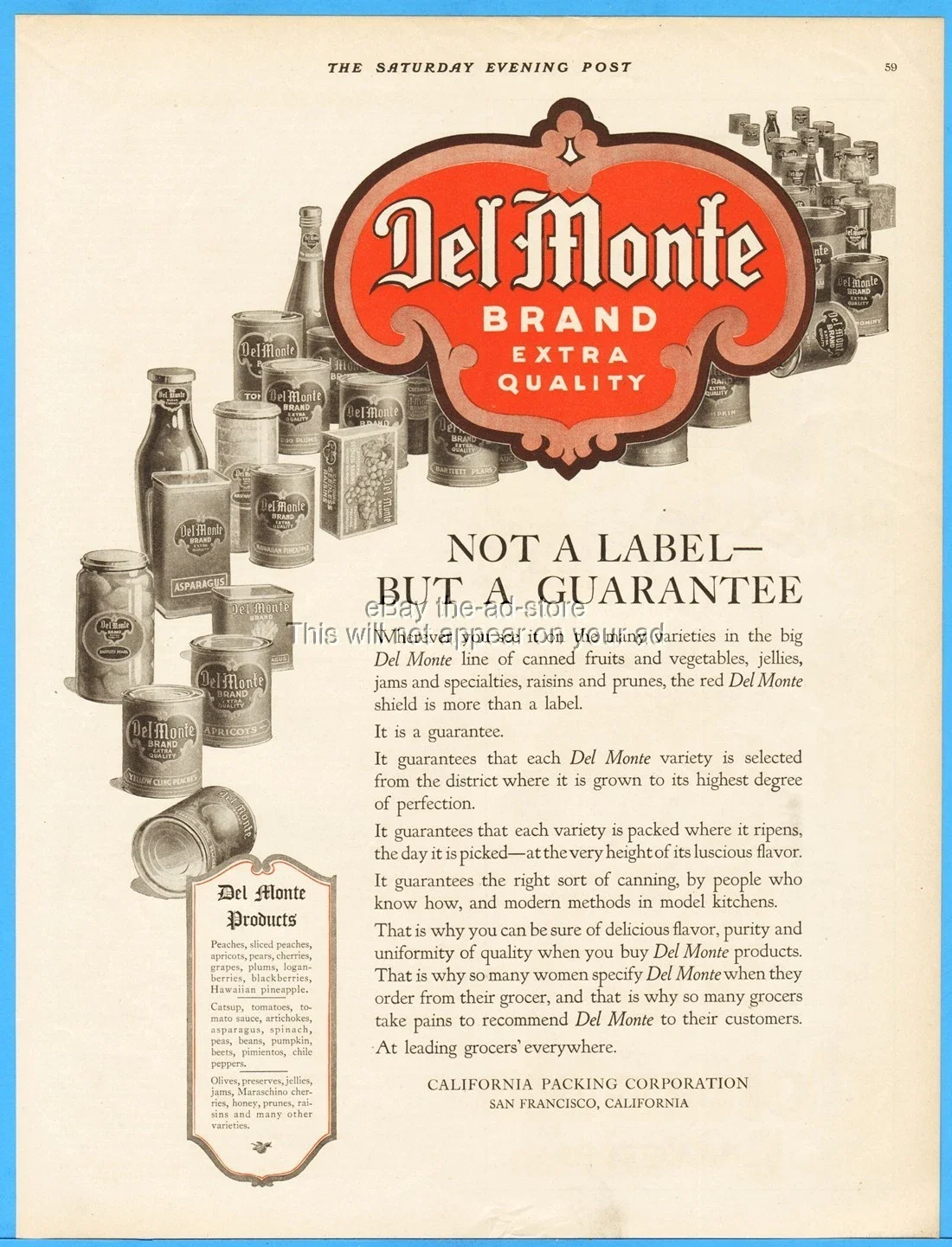 1917 Del Monte ad